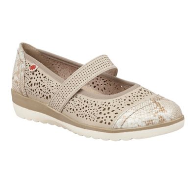 Beige 'Timour' mary jane flats
